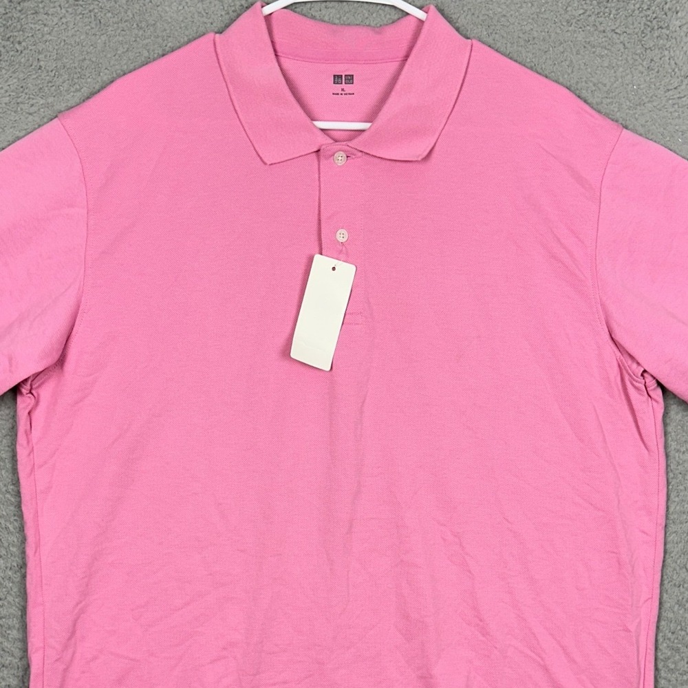 NEW Uniqlo Polo Shirt Mens XL Dry Pique Pink Casual Rugby Athletic Short Sleeve